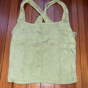 Abercrombie & Fitch Green Knit Contrast Crossback Tank Sz L